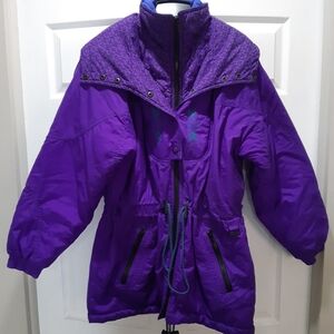 Vintage 90's Edelweiss Purple Hooded Ski Jacket Size M
